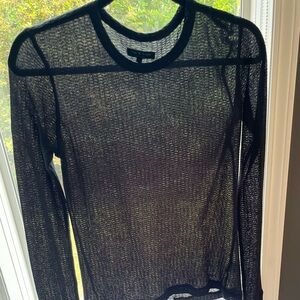 Rag and Bone Sheer Black Long Sleeve Knit Top